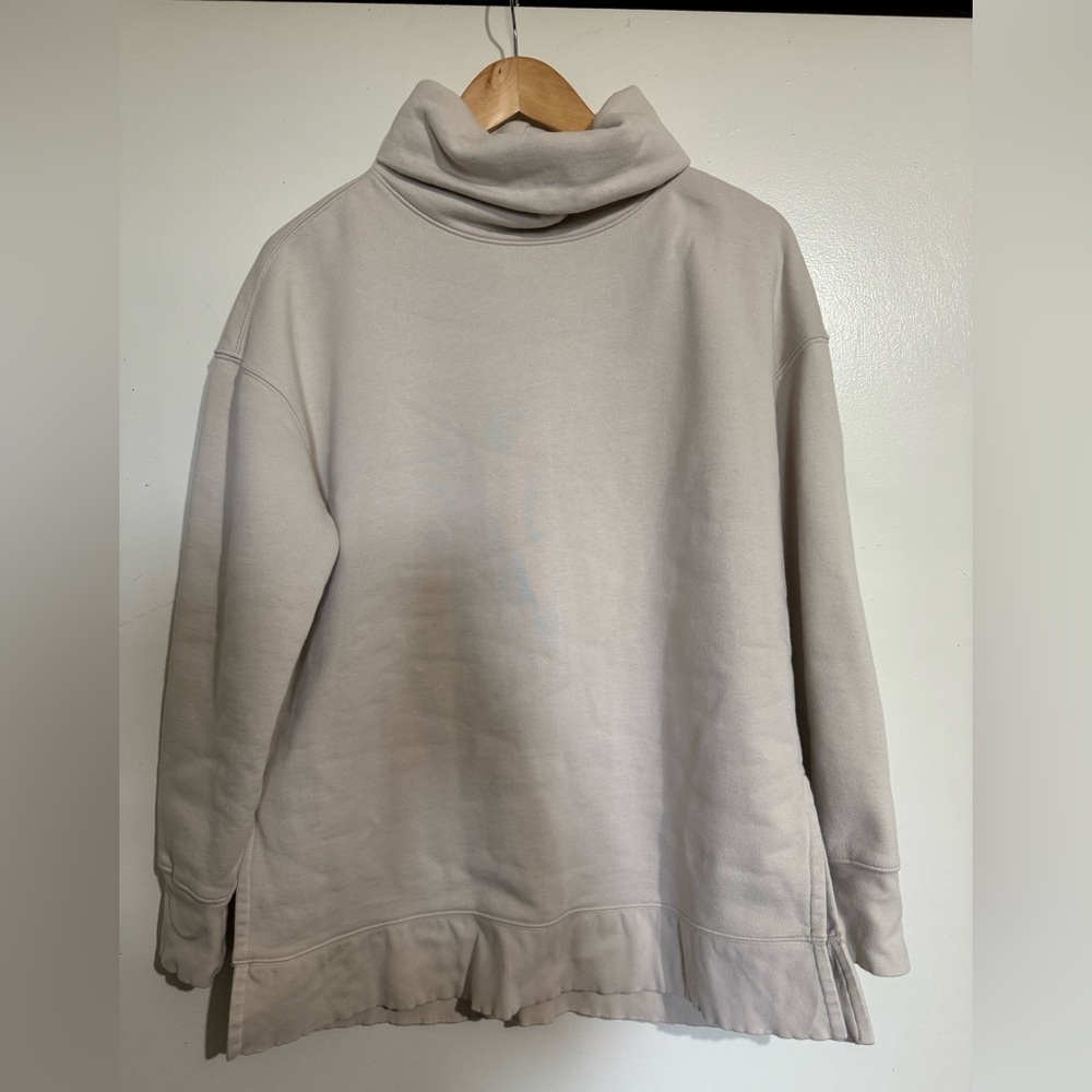 Athleta Cream Funnel Neck Sweater cozy thick pullover Medium turtleneck
